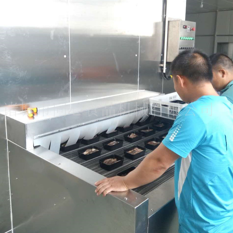 鱿鱼速冻机 全自动不锈钢材质网带式盒装鱿鱼快速冷冻加工设备