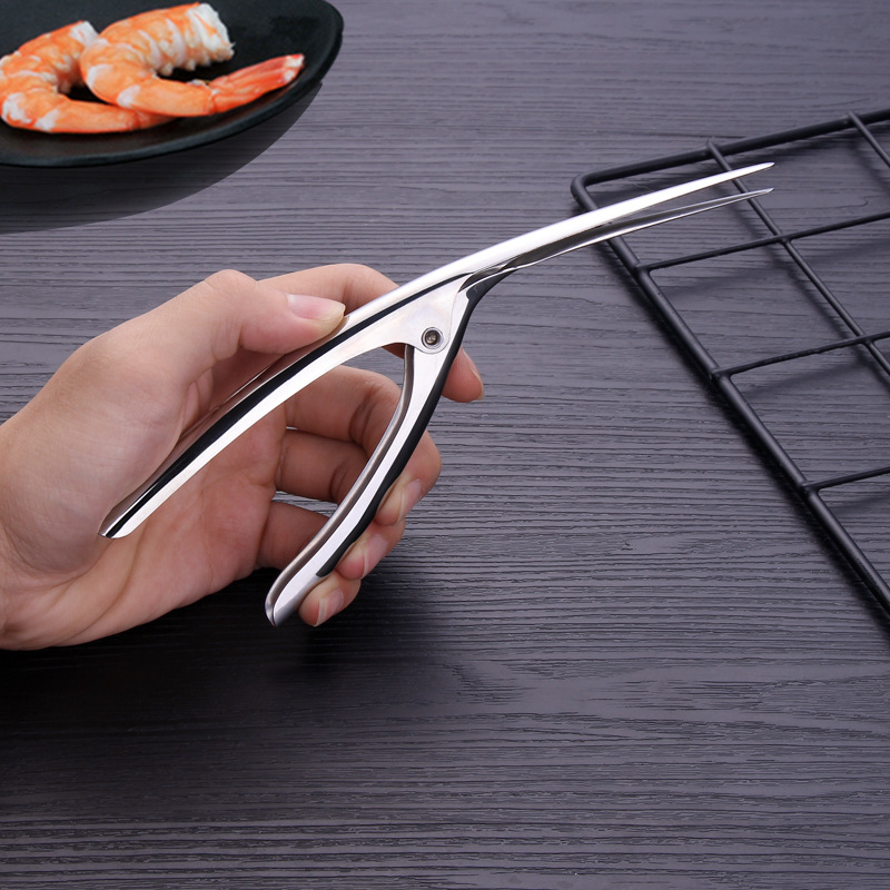 家用304不锈钢虾夹蟹钳蟹针吃虾海鲜剥虾钳工具龙虾钳子现货批发