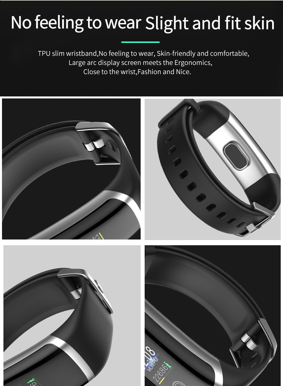 新款热销智能手环m4心率血压睡眠监测计步男女运动多功能硅胶手环