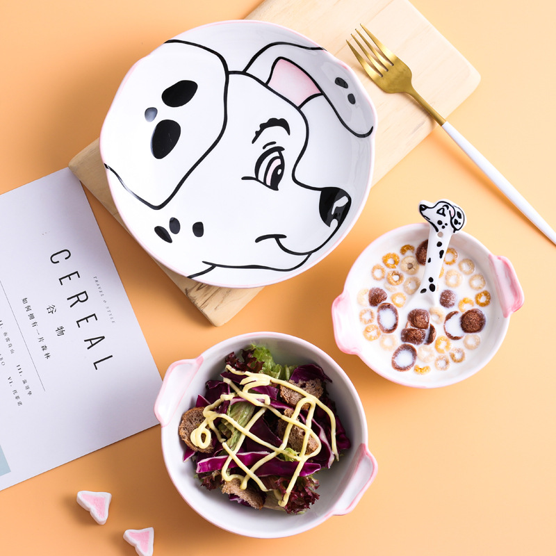 Adorable Dog Plate Dishes Home Ins Internet Celebrity Tableware Dog Bowl Cute Girl Heart Creative Ceramic Dinner Plate Gift