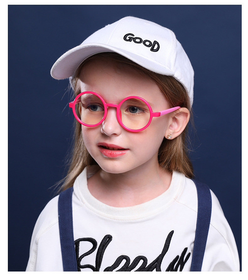 儿童时尚防蓝光眼镜个性圆框电脑抗蓝光平光镜女童近视镜 f8232