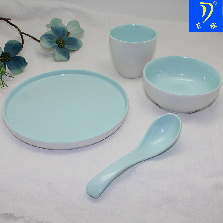 东裕密胺餐具摆台四件套盘碗杯勺家用火锅店餐厅可定制logo