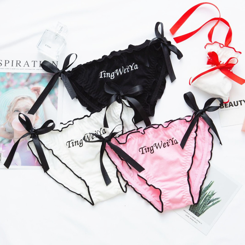 系带女士内裤日系棉质女内裤性感胖次三角短裤少女生可爱学生裤头