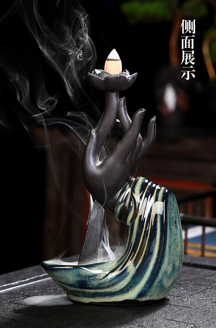 佛手倒流香炉 家用家居香炉香道创意摆件 陶瓷倒流香香炉厂家直销