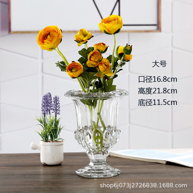 Glass Lantern Tall Foot Vase Glass Transparent European Style Creative Pressed Hotel Decoration Crystal Candlestick Wedding Decoration