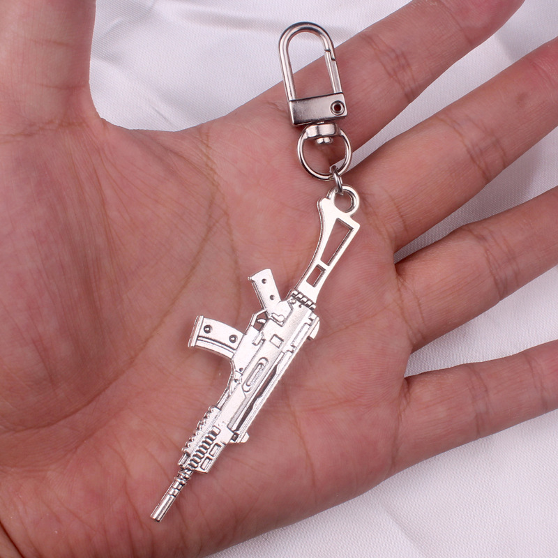 跨境新品枪吊坠钥匙扣男女士装饰彩虹钥匙挂件游戏周边个性首饰品