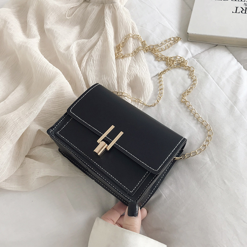 Small Crossbody Bag Women's Bag 2019 New Trendy Korean Style Trendy One-Shoulder Messenger Bag Fashion Chain Bag Lock Small Square Bag