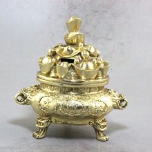 现货古玩收藏工艺品黄铜批发杂件做旧元宝熏香炉摆件铜香炉