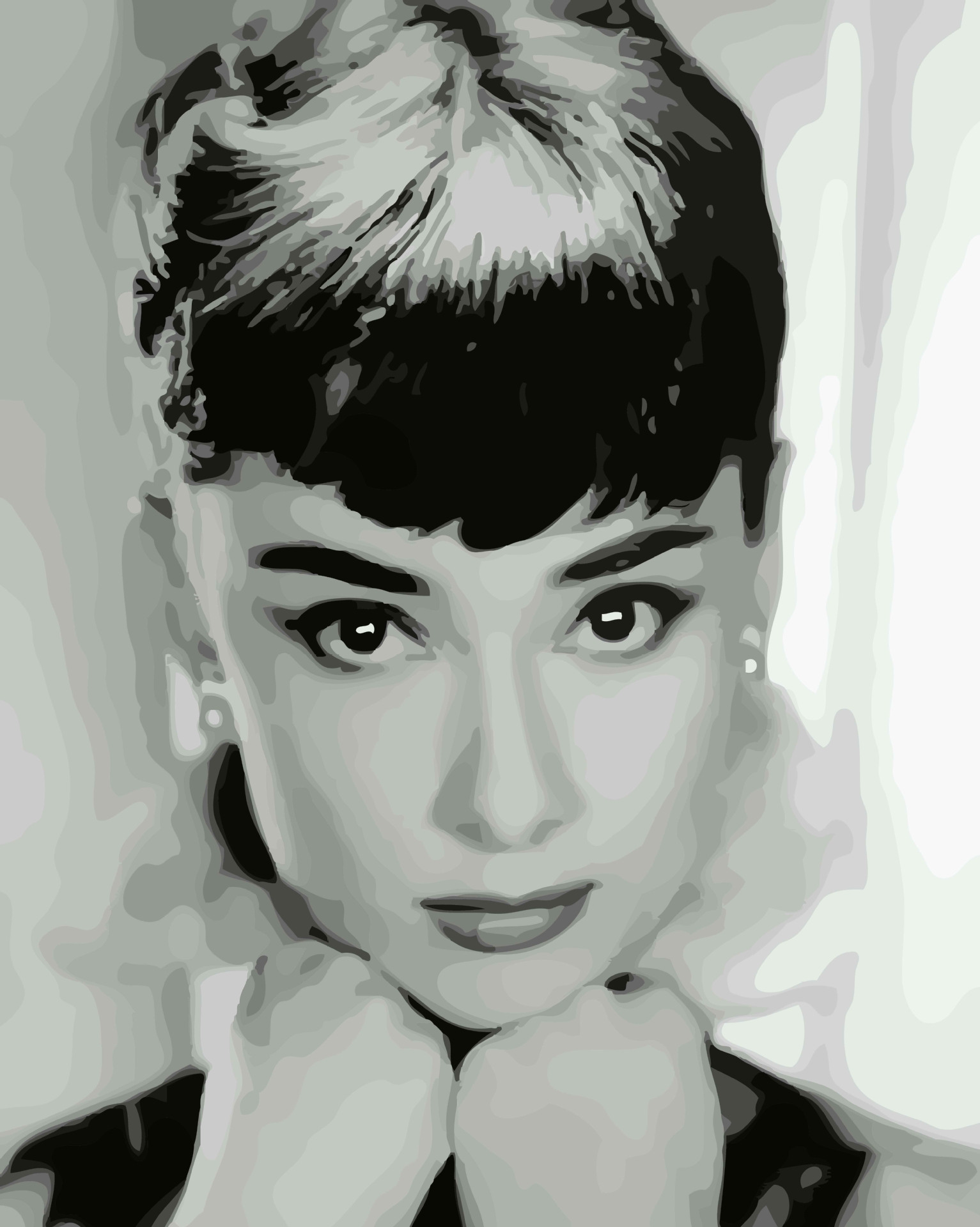 厂家批发40*50无框diy数字油画明星名人手工涂色装饰画奥黛丽赫本