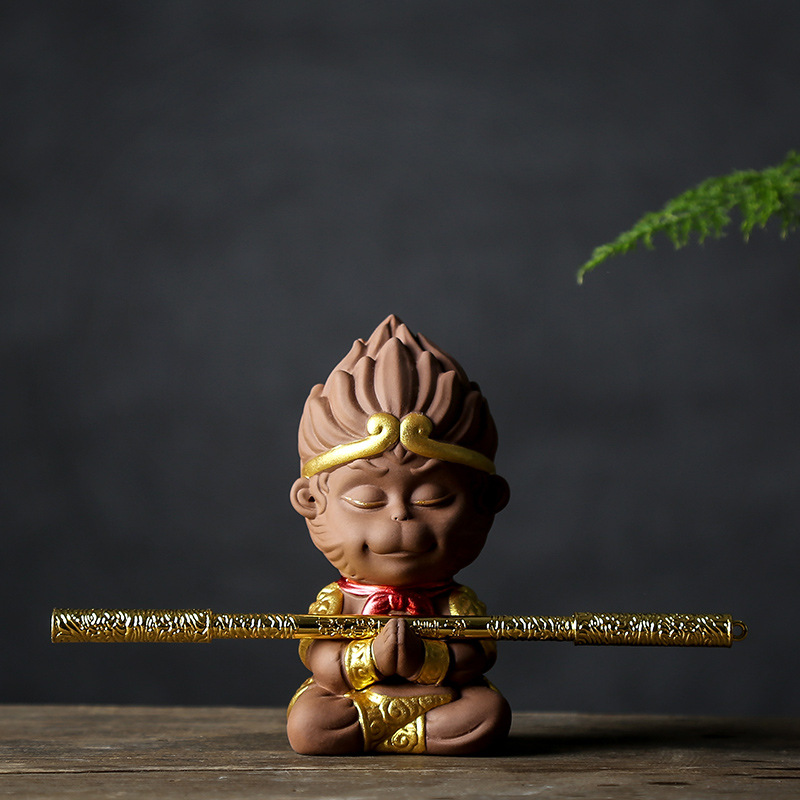 齐天大圣孙悟空猴子创意汽车摆件办公饰品精品紫砂茶宠茶玩工艺品