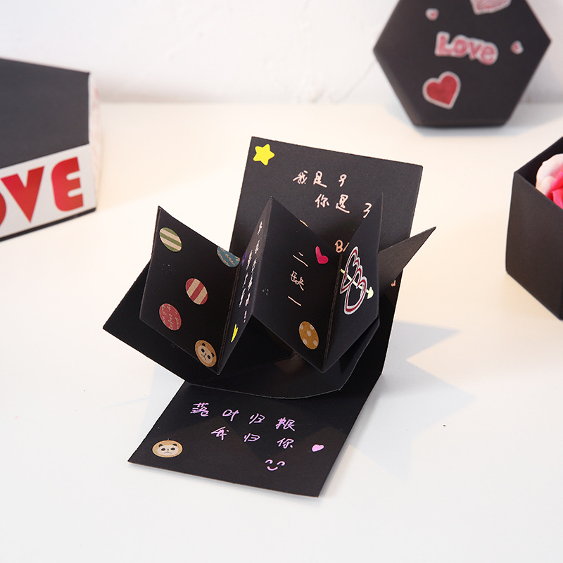 抖音同款六边形爆炸盒子惊喜盒子情人节圣诞节纪念日厂家直销