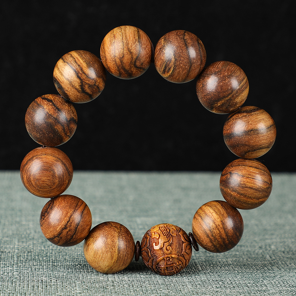 正宗明料阴沉金丝楠木老料佛珠木质手串节日送礼旅游纪念开光结缘