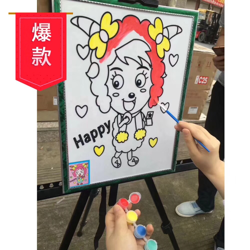 diy儿童卡通涂鸦画板 儿童益智丙烯油彩画板热销地摊广场夜市批发