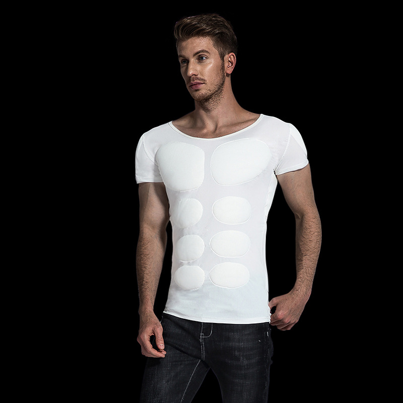新款男士隐形肌肉内衣假腹肌胸肌增肌cost恤束腰修身背心打底衬衫
