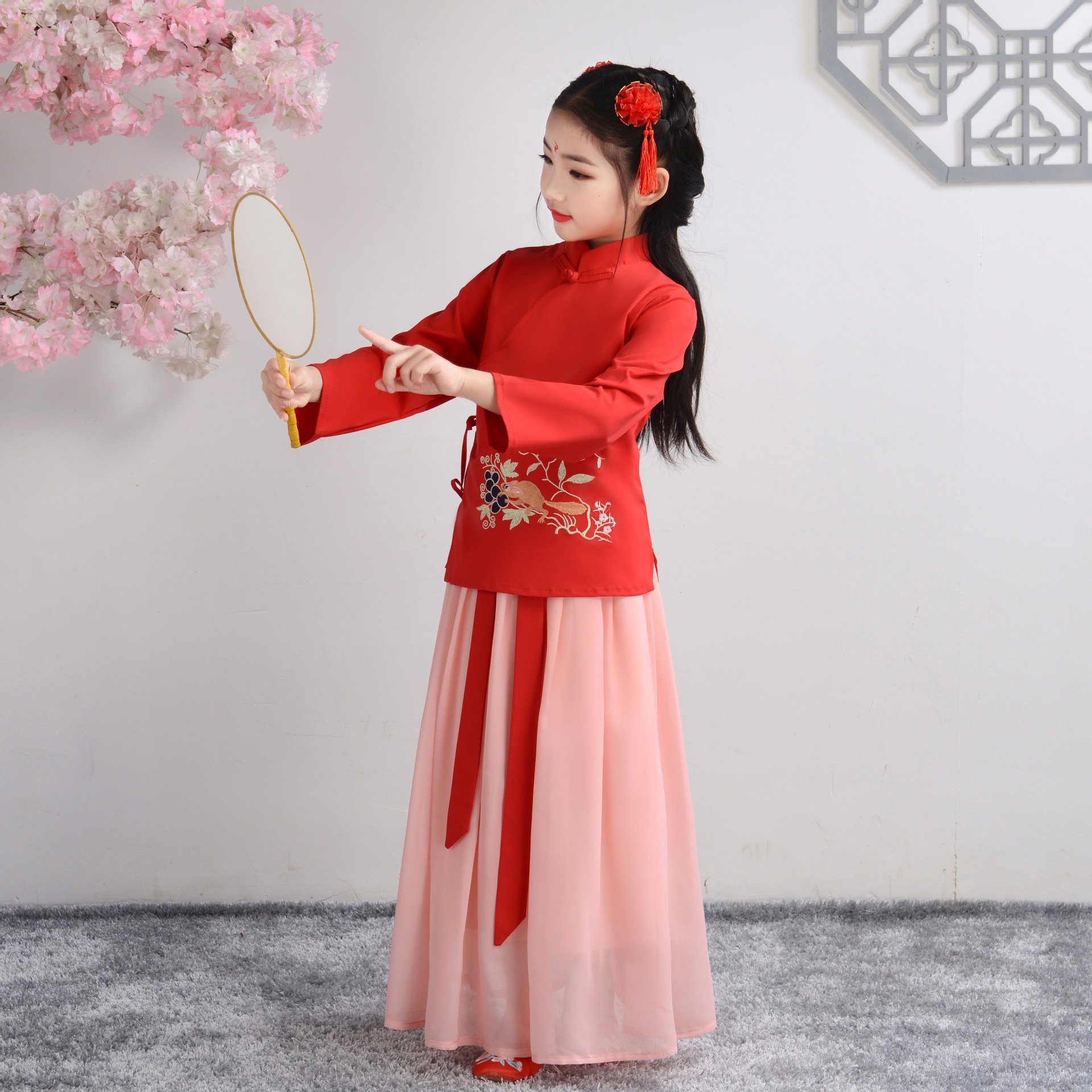 汉服女童襦裙古代套装宝宝儿童袄裙明制古装演出服中国风服装夏装