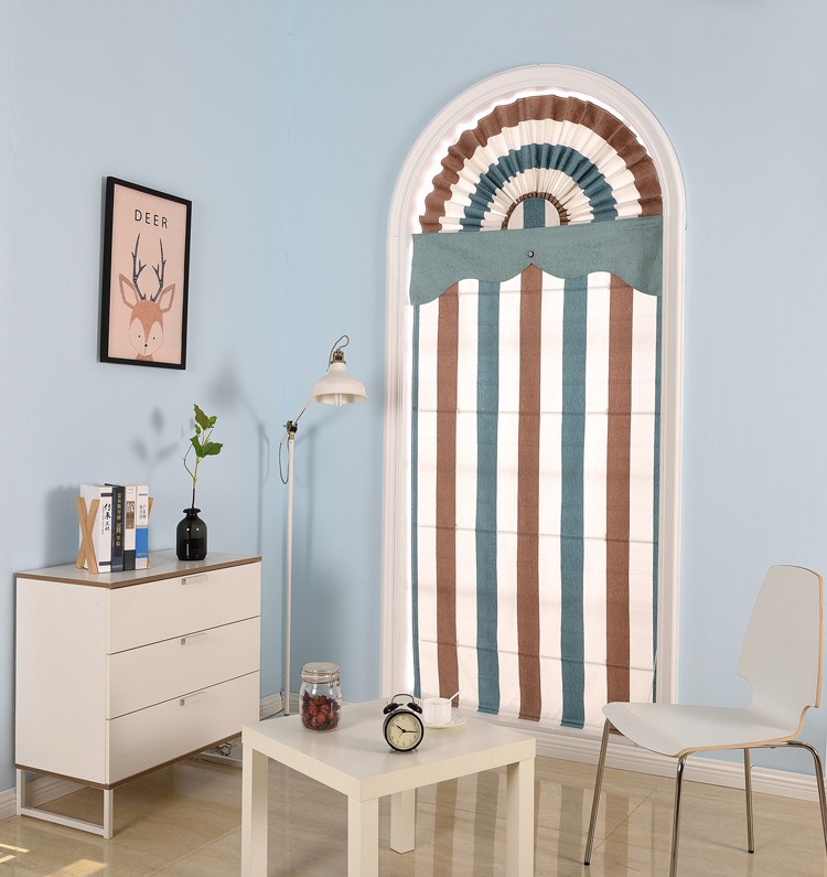 北欧半圆形弧形拱形扇形异形型特殊窗户窗帘阳台餐厅地中海罗马帘