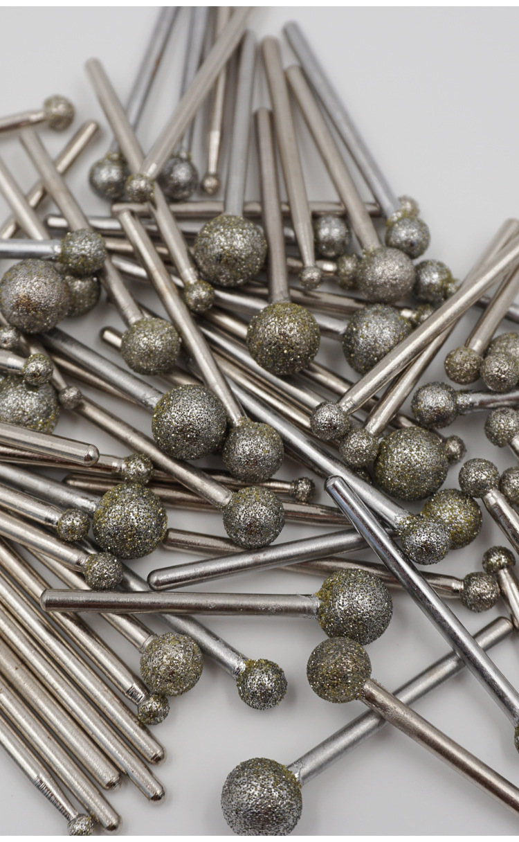 金刚石磨头3mm柄圆球金刚石磨针磨棒球形粗砂细砂磨头