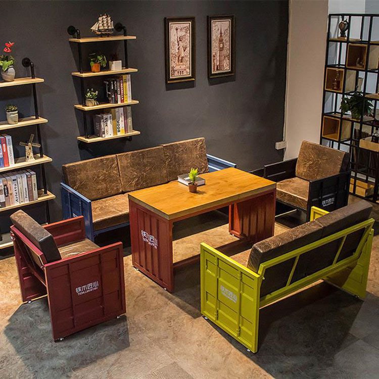 美式复古工业风卡座沙发 酒吧音乐餐吧桌椅烧烤烤鱼火锅店卡座椅