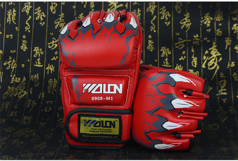 五龙加厚成人拳套专业拳击手套散打搏击格斗半指拳击套打沙袋