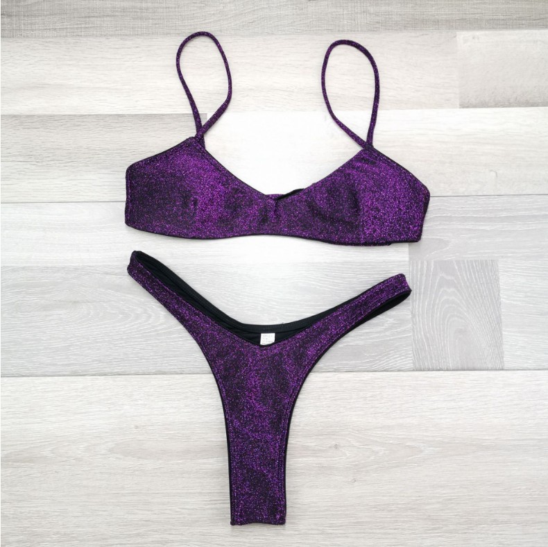 2020欧美比基尼新款泳衣女士分体亮丝特殊面料bikini跨境泳装0010