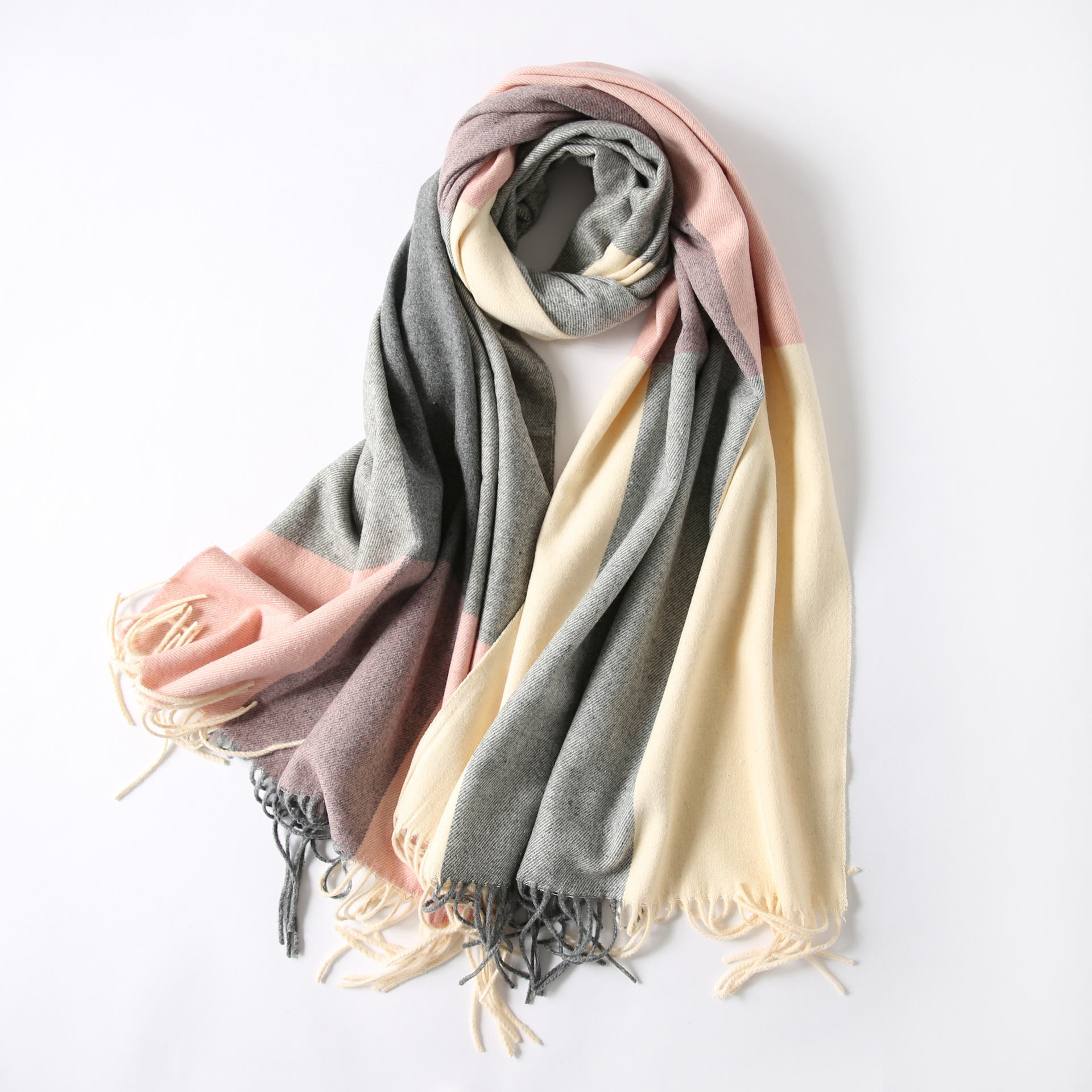 羊毛围巾女秋冬季韩版百搭披肩两用加厚长款冬天英伦格子保暖围脖