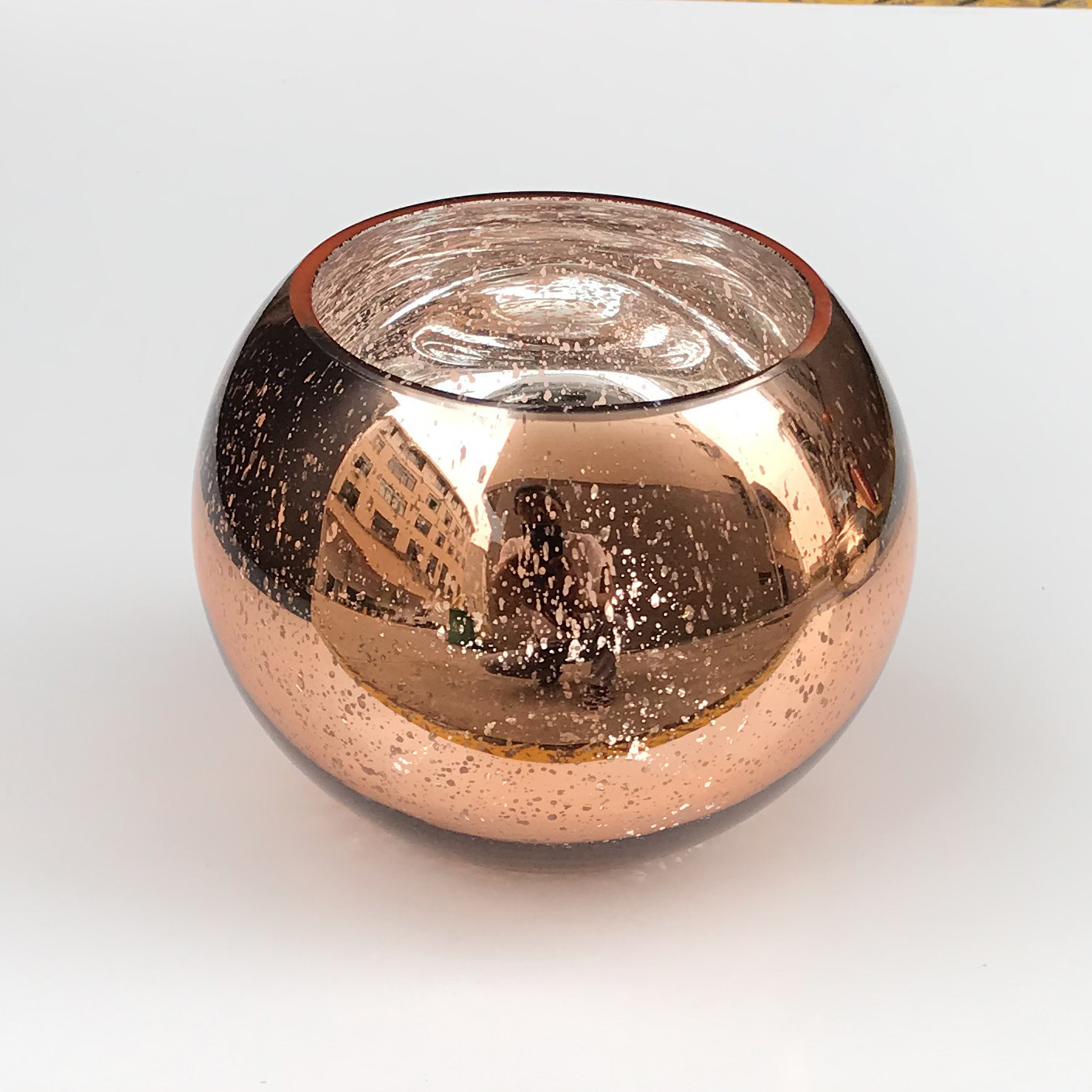 电镀碎金玻璃圆球 脏金风灯烛台 欧美圣诞玻璃装饰摆件批发