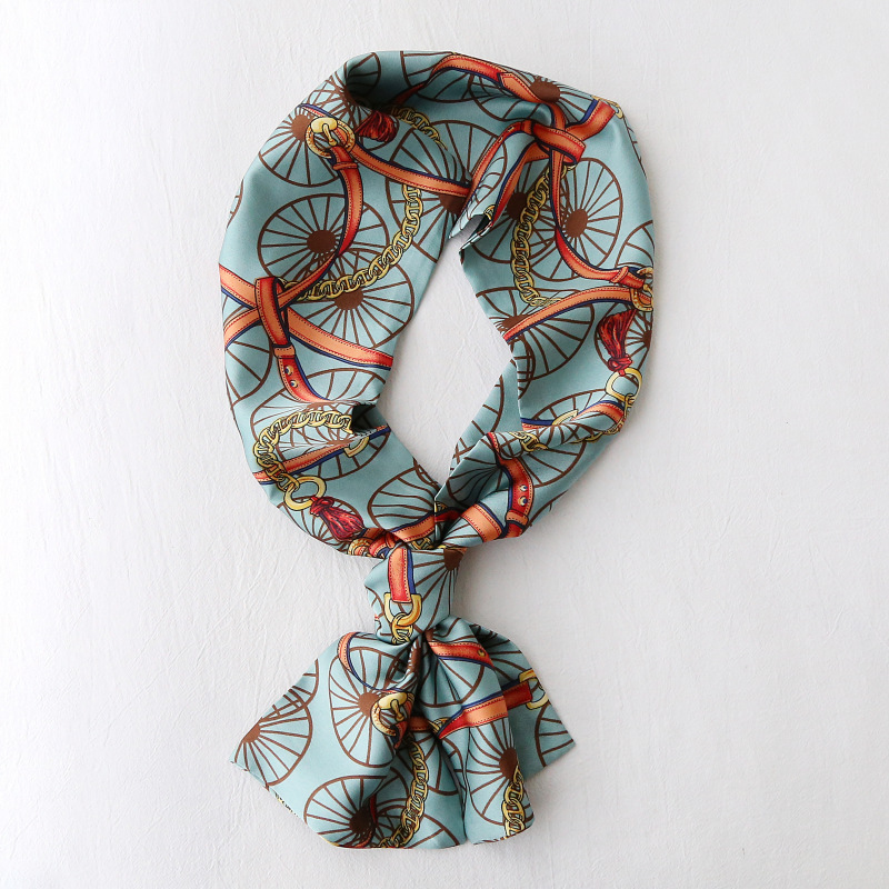 春秋冬百搭仿真丝小领巾围巾女韩版长条职业双层长条巾时尚装饰女