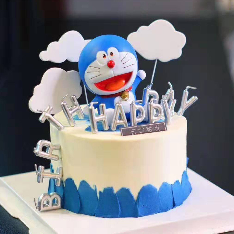 棒球叮当蛋糕摆件 机器猫烘焙公仔叮当猫蛋糕插牌哆啦a梦蛋糕装饰