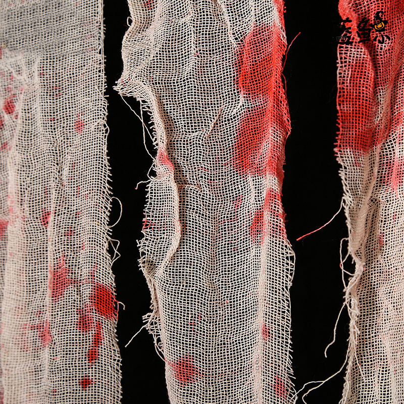 万圣节血桌布气氛布置道具 密室恐怖纱布 酒吧门帘血布装饰道具