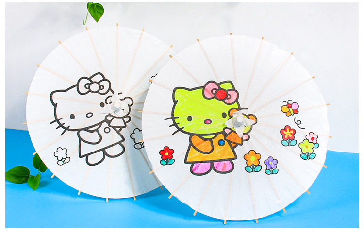 儿童diy空白油纸伞工艺伞白色大中小号幼儿园美术绘画伞手绘手工
