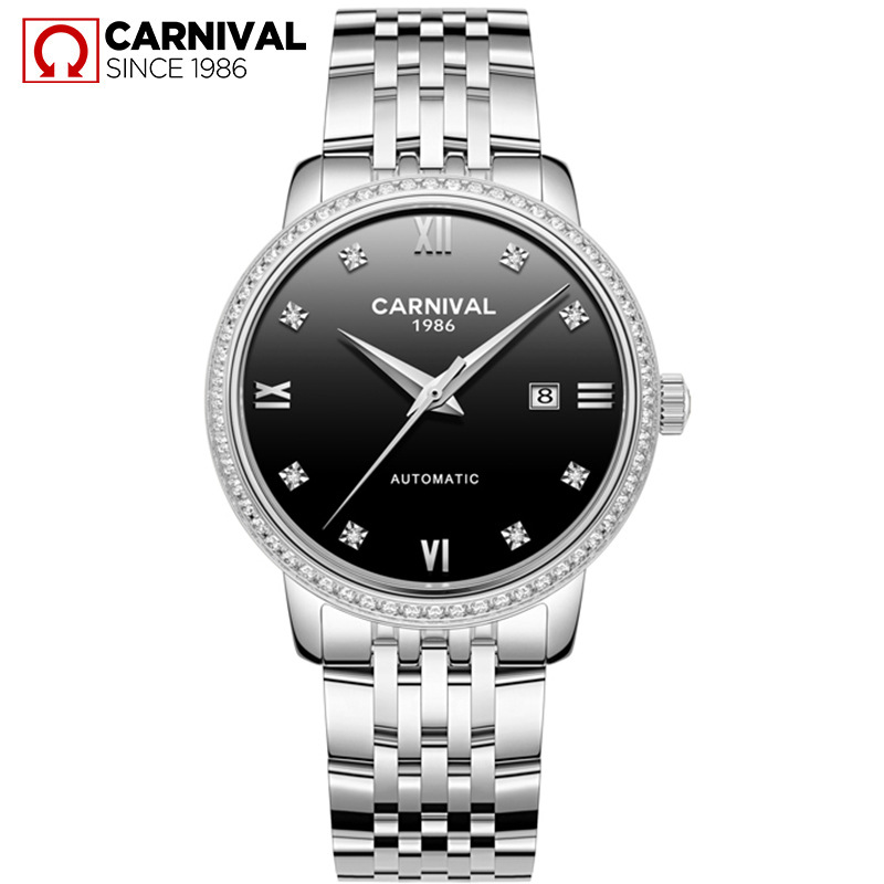 carnival嘉年华机械表女士手表商务手表防水简约气质女表8676l