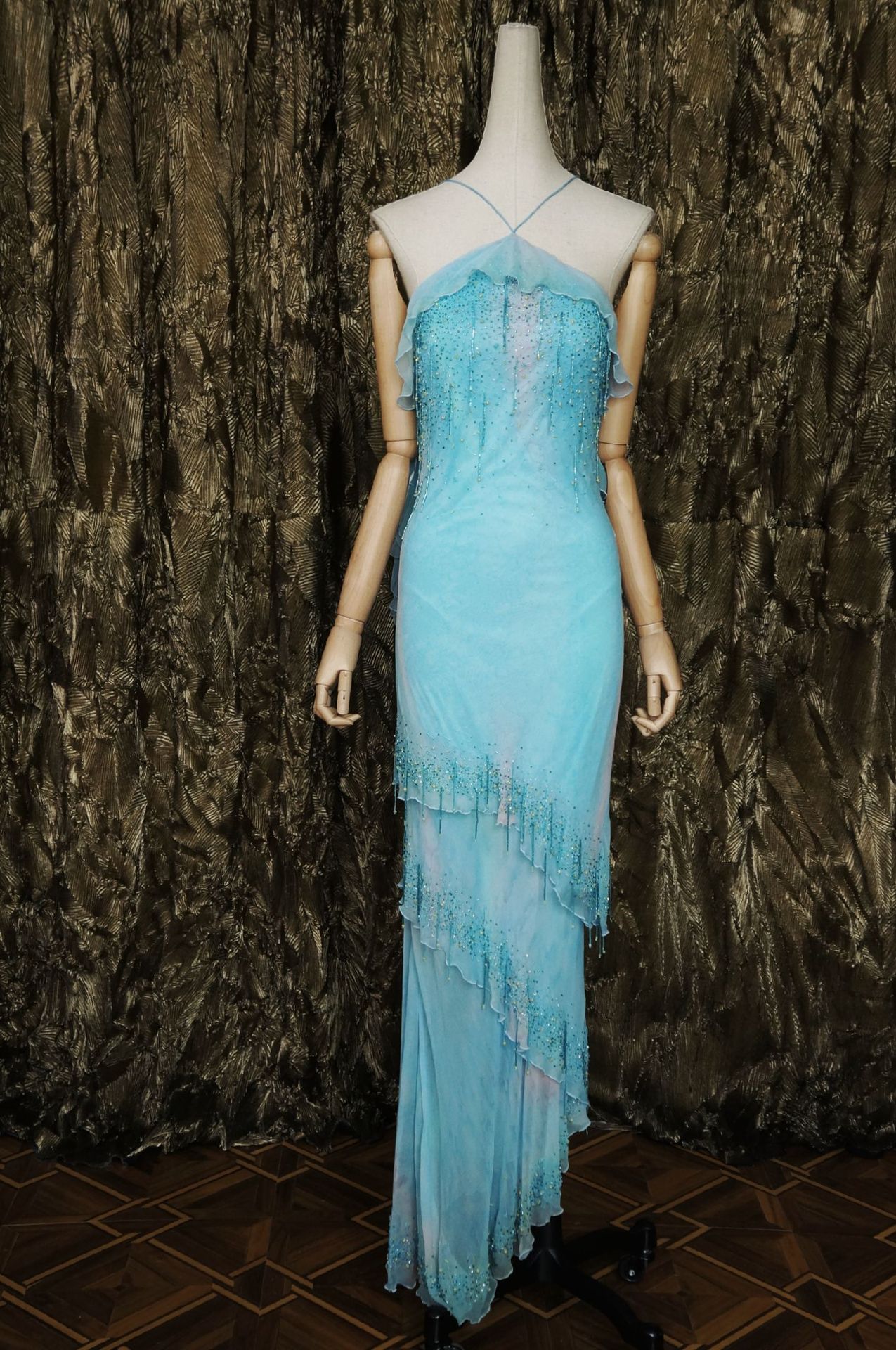 高级定制明星款美国订单真丝斜裁 海边度假 tango仙礼服裙晚礼服