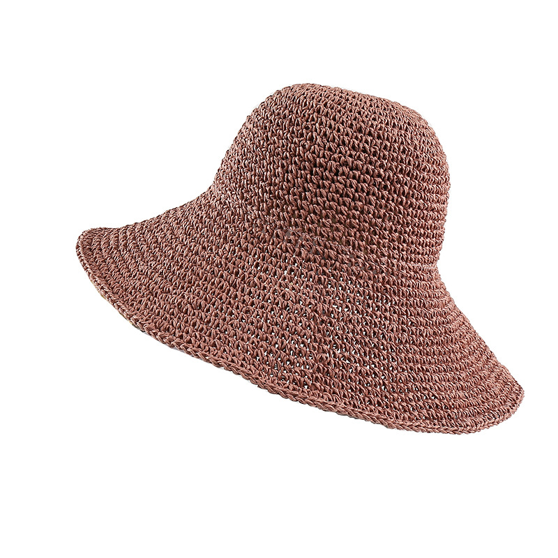 Beach Hat Children's Summer Seaside Straw Hat Handmade Hollow Sun Hat with Wide Brim Artistic Outdoor Fresh Folding Sun Hat