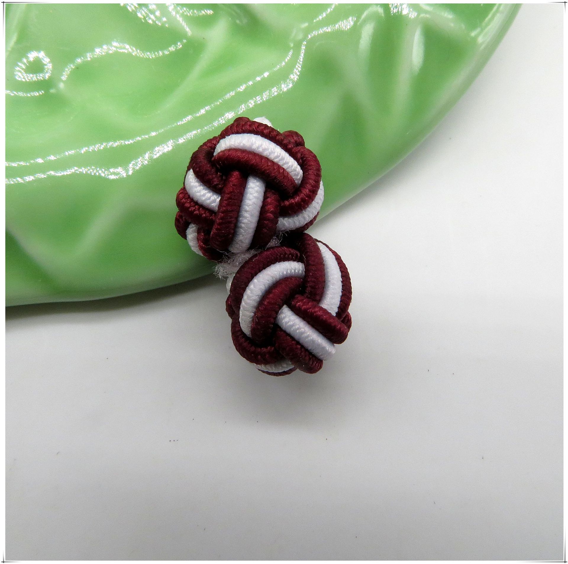 纯手工袖扣橡皮筋盘扣传统中国结编织绳扣波子两色双球松紧扣