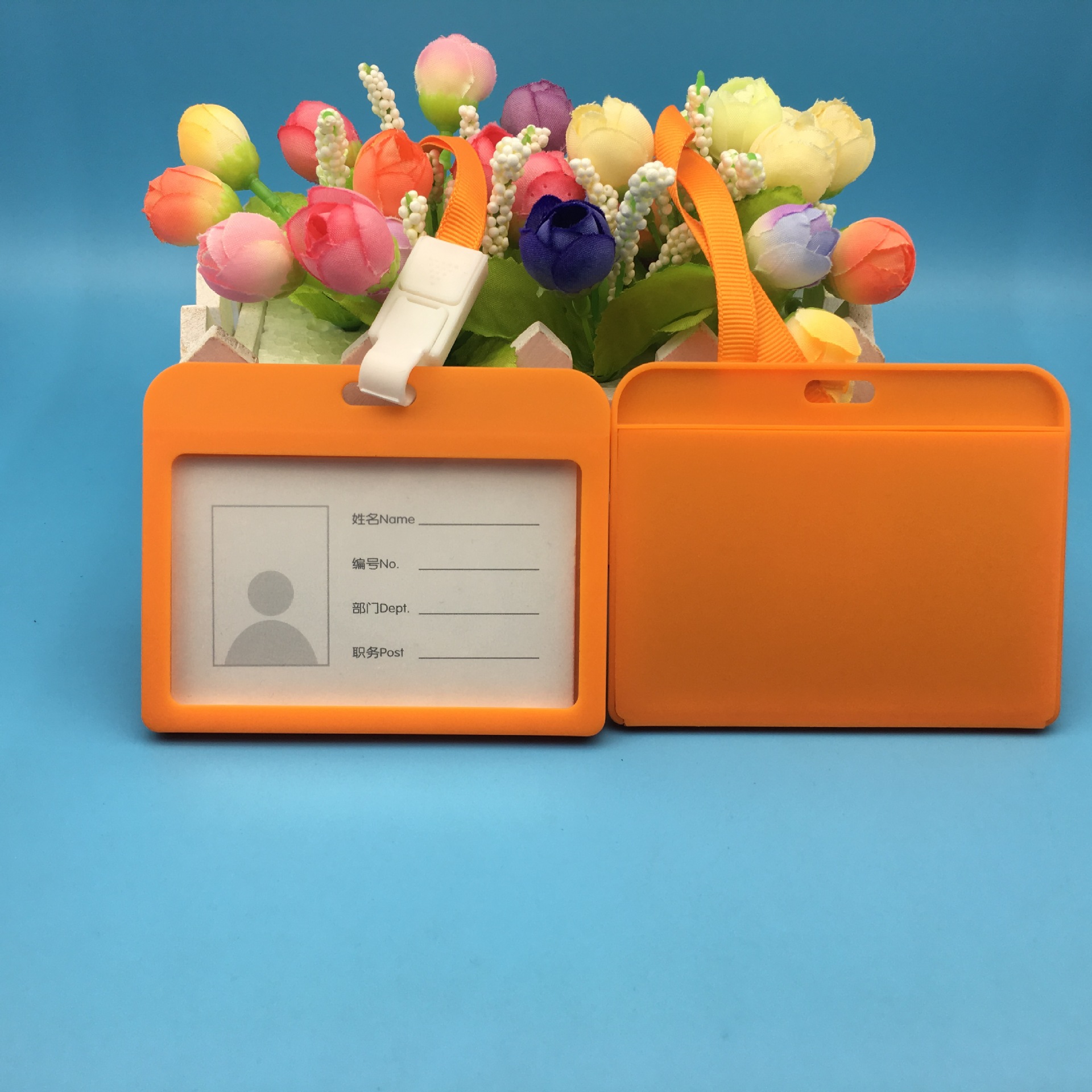 单面透明硬塑料卡套挂绳工牌横款胸卡厂牌学生幼儿园胸牌批发定制