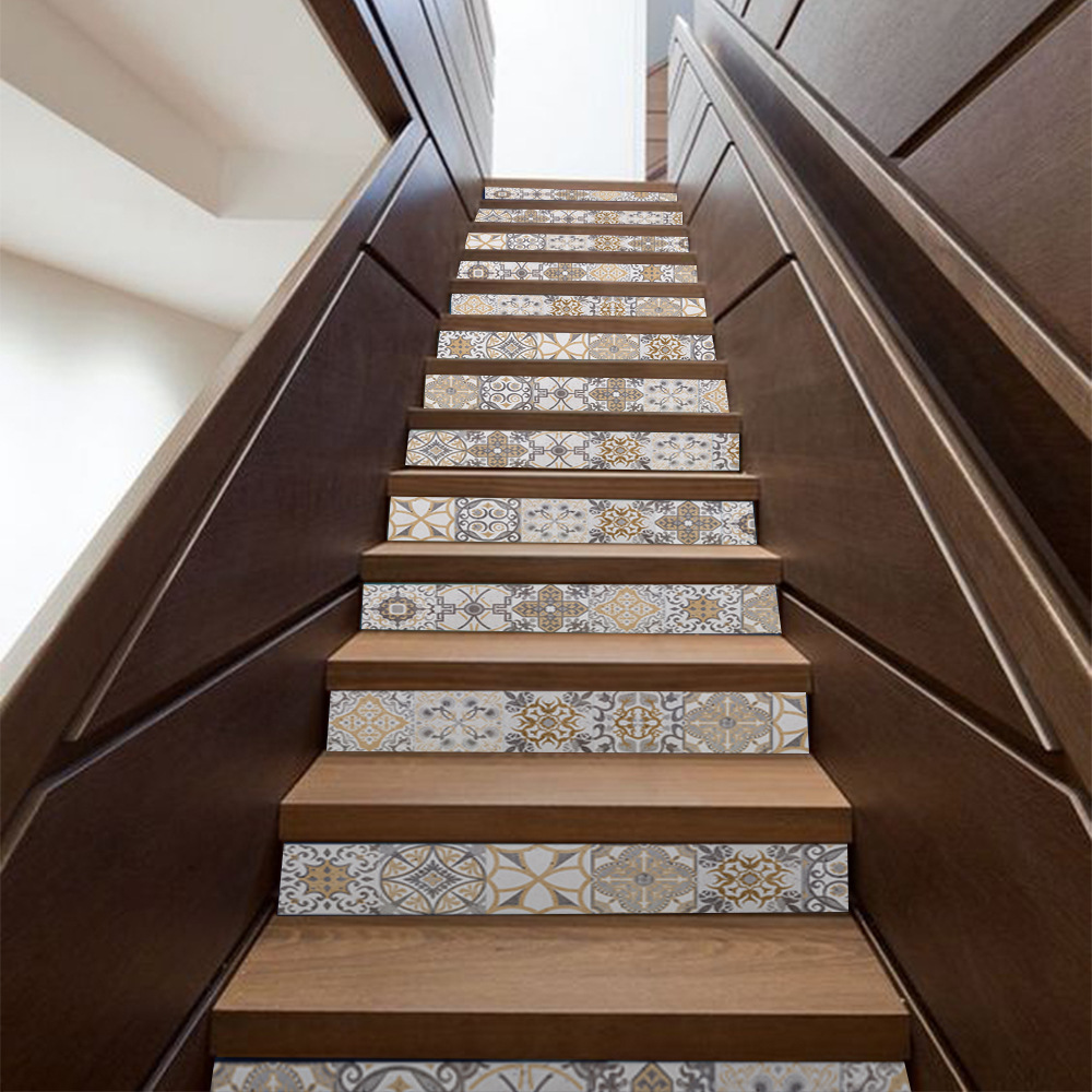 lt1303楼梯贴拼花款立体贴纸3d仿真可移防水墙贴卧室客厅diy墙纸