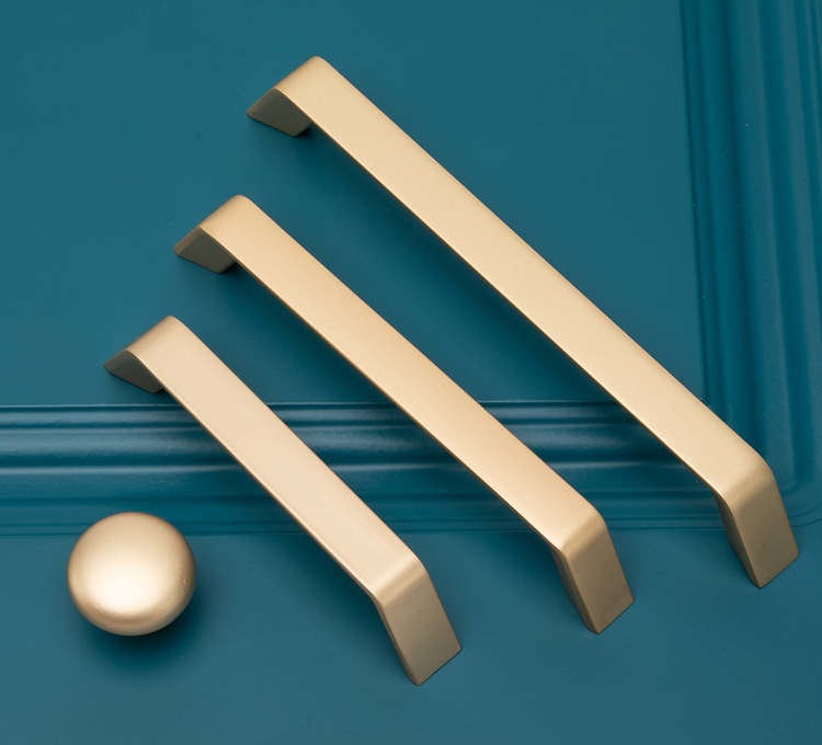 金色拉手现代简约厨房柜门门把手北欧风加长柜子抽屉圆形橱柜拉手