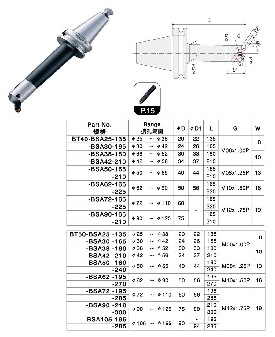 潍坊普立特供应台湾丸荣acrow bsa斜角型搪刀把bt40/50-bsa25-135