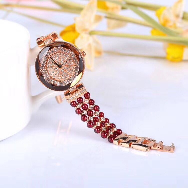 石榴石手表手链深度防水女士韩版时尚饰品电子机芯手表