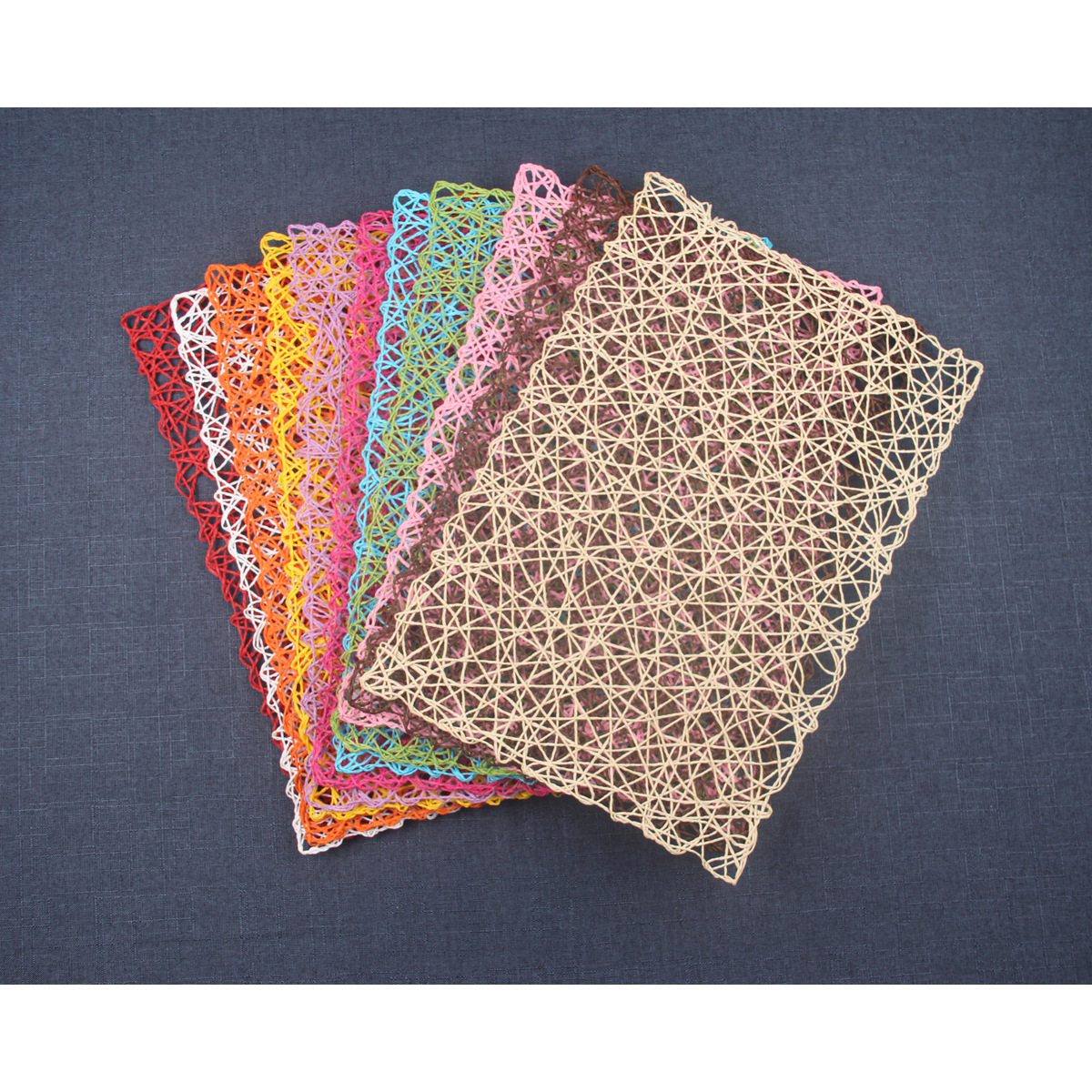 长方形纸绳餐垫幼儿园装饰作品展示贴diy手工背景布纸绳编织挂饰