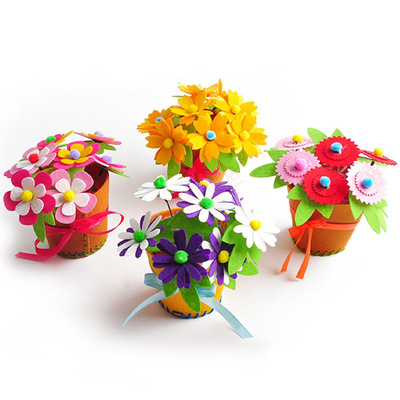 制作礼物不织布手工花篮盆栽花束幼儿园童花朵母亲节diy材料