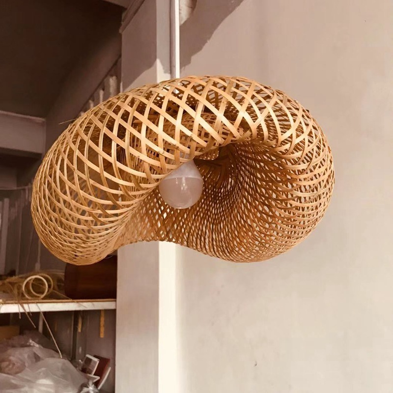 创意竹子灯笼火锅店餐厅茶室竹灯笼竹丝竹篾竹藤木艺装饰编织吊灯