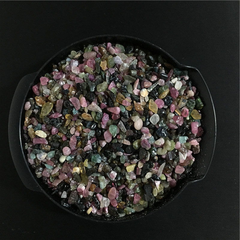 批发彩色碧玺水晶碎石原石消磁净化鱼缸石水晶枕供佛能量石