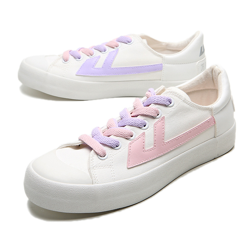 回力正品回力男女低帮秋季万科ow联名樱花款果冻帆布手绘小白鞋