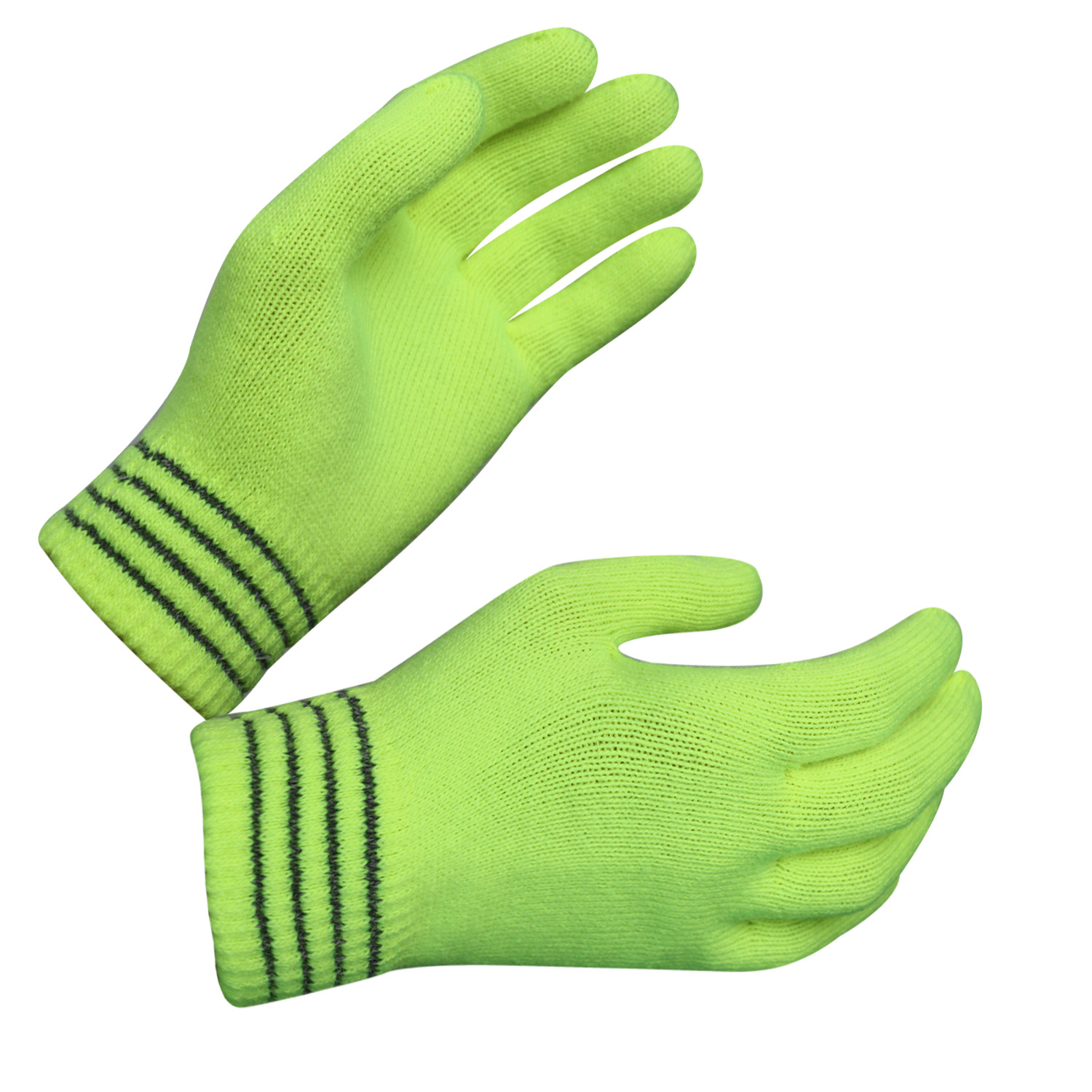 2019厂家荧光黄色魔术手套儿童和成人都可戴有反光线单车夜行