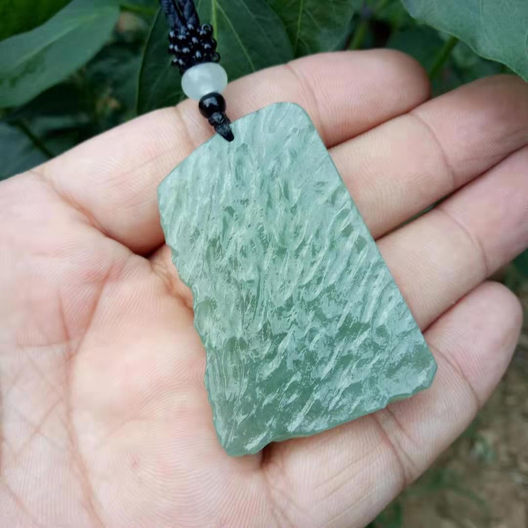 天然正品缅甸翡翠油青原石吊坠玉器水波纹玉佩玉石挂件厂家批发