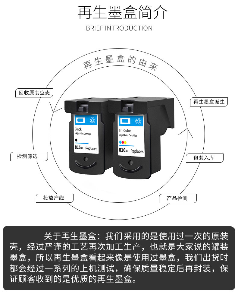 彩诺兼容佳能 pg815墨盒 cl816 mp288 ip2780 mp259 mp236 mx368