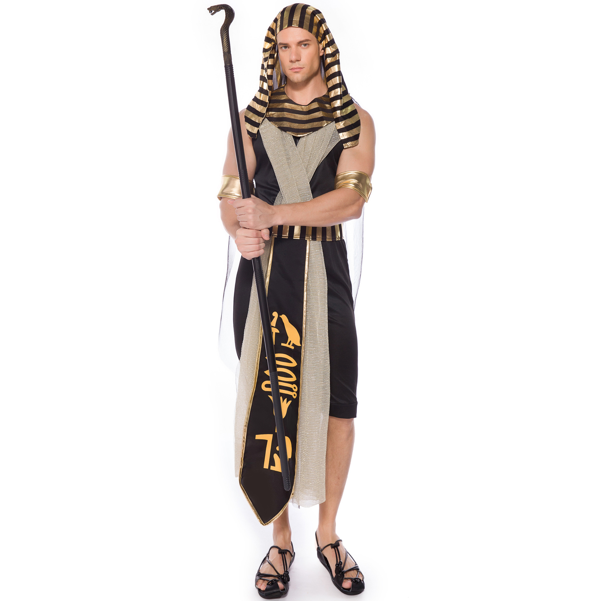 m-xl 大码 新款 男士埃及法老服饰 角色扮演国王舞台装万圣节服装