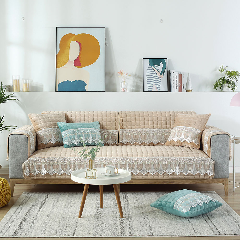 冬季毛绒沙发垫防滑通用型三人座坐垫加厚真皮沙发全包套罩巾