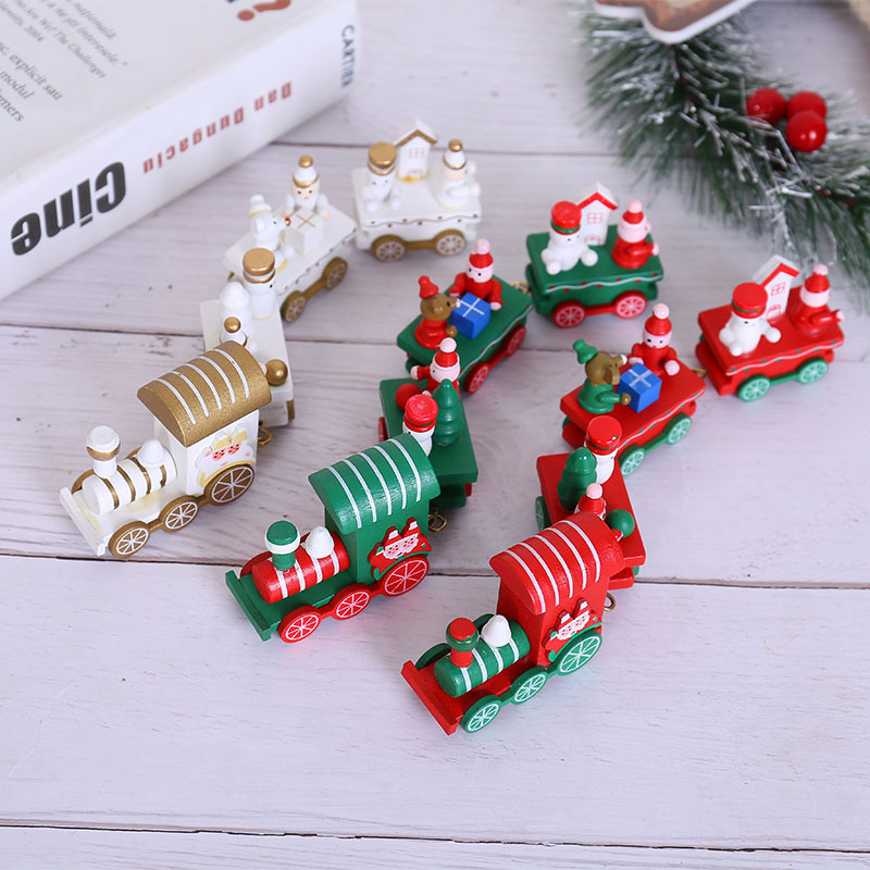 创意圣诞木质小火车儿童节日圣诞节礼物圣诞装饰品桌面道具摆件